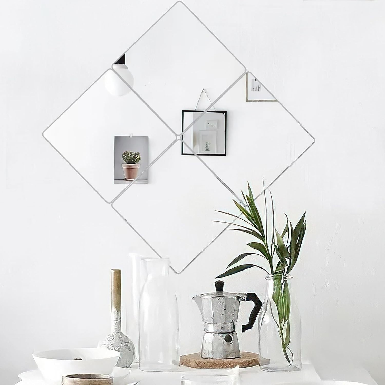 2MM Thick Frameless Acrylic Mirror Tiles – 12×12 Inches Wall Stickers Pack of 4