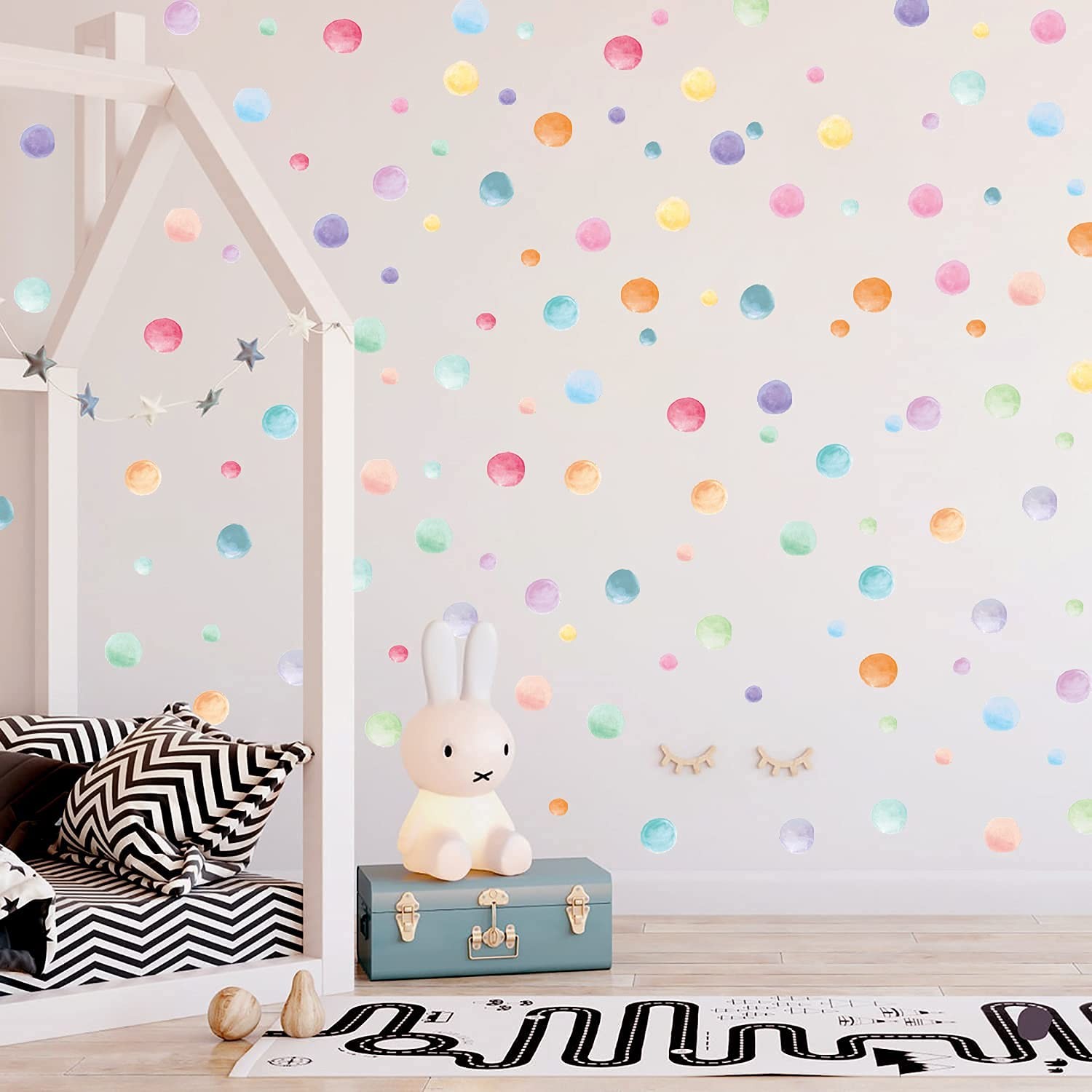 123 Pcs Pastel Polka Dots Wall Stickers, Colorful Round Wall Decal, Peel and …