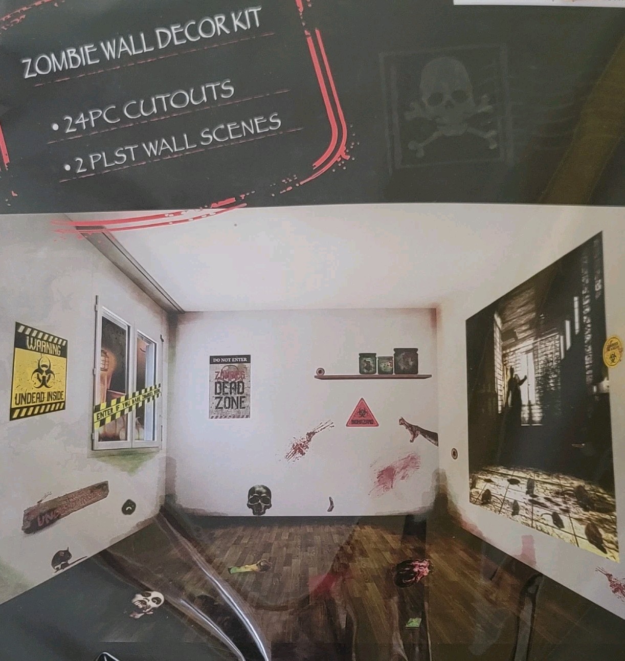 Halloween Zombie Blood Wall Sticker Decoration Kit 26 Scary Art Decal Wall Scene
