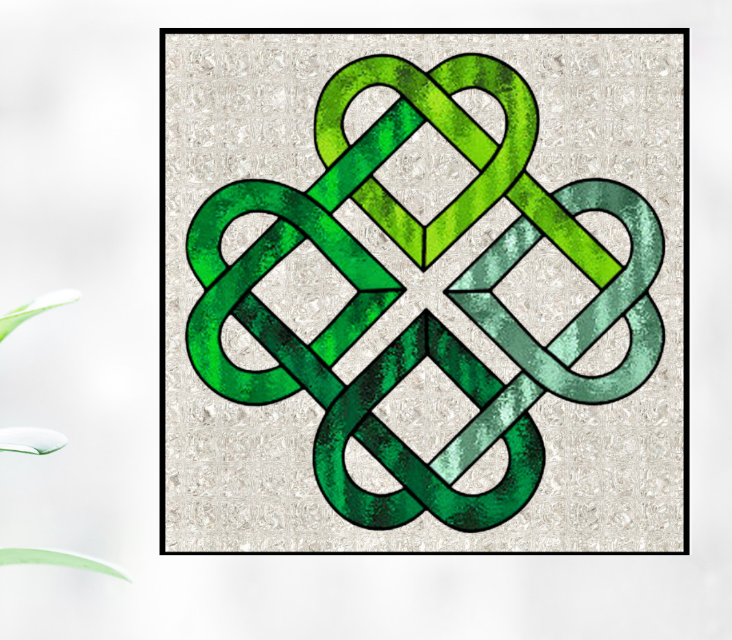 Celtic Knots Faux Stained-Glass WINDOW CLING Size 8" Vinyl