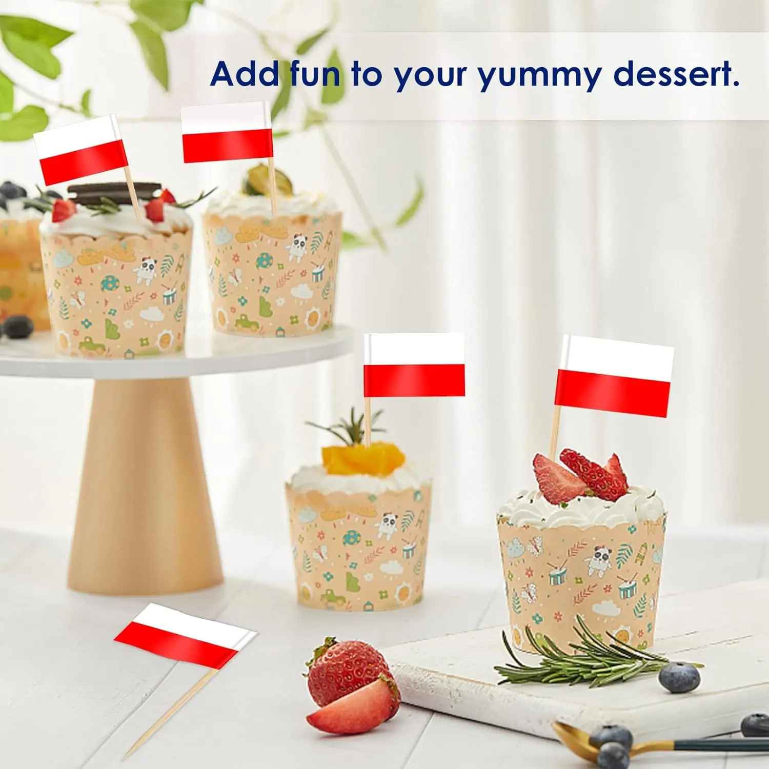 100Pcs Small American Flags Cupcake Toppers Double-sided All Country Stick Flags