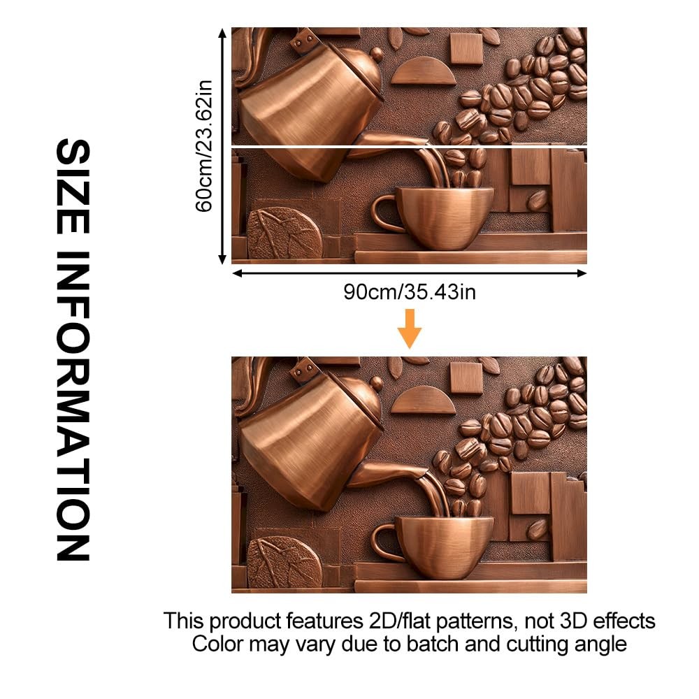 Peel and Stick Kitchen Backsplash Wallpaper 35.4 x 23.6 Inch Coffee Copper Ar…