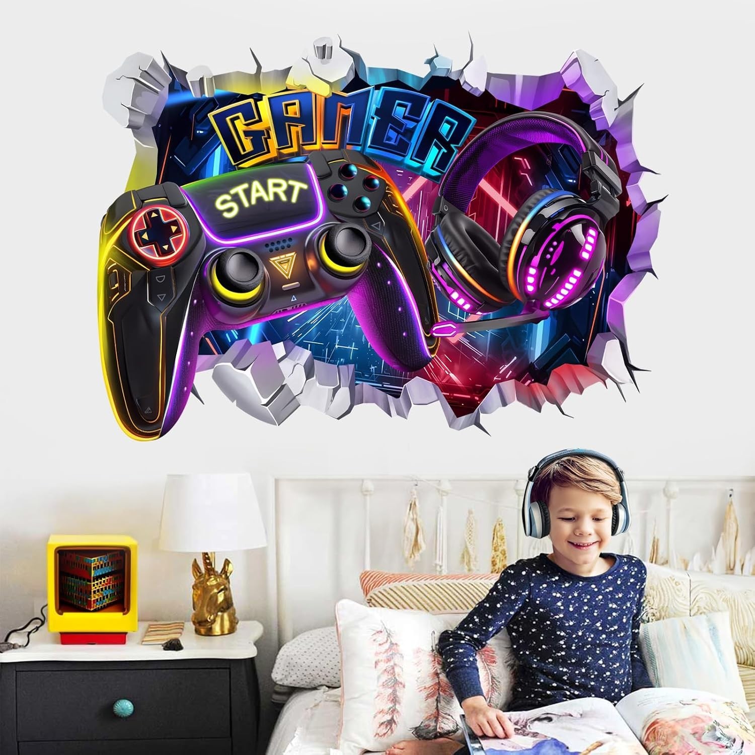 Vibrant 3D Video Game Wall Stickers – Perfect for Gamer Bedrooms & Playrooms