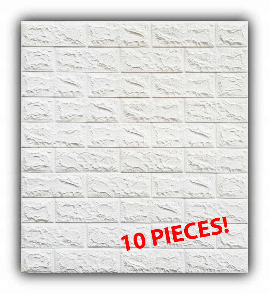 Self Adhesive, 3D, Foam, Wall Panels, Brick White, 31" x 27.5" 10 PIECES!