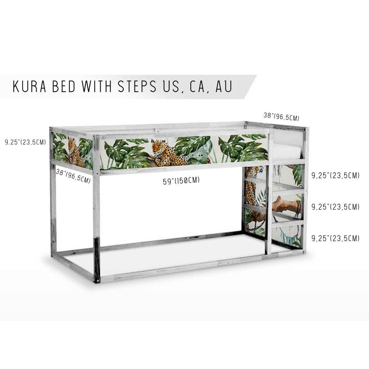 IKEA KURA BED removable Decal self-adhesive sticker furniture Tropical Cheetahs