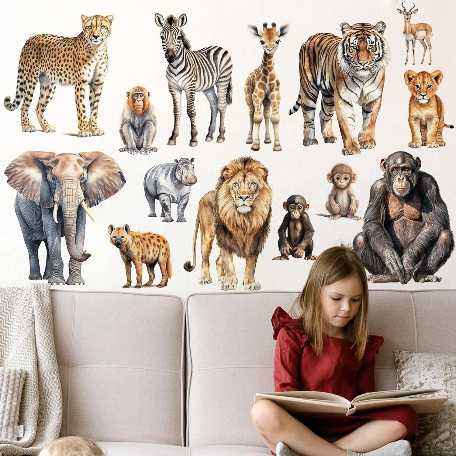 AM AMAONM Removable 3D Nature Jungle Wild Animals Wall Stickers DIY Peel and …