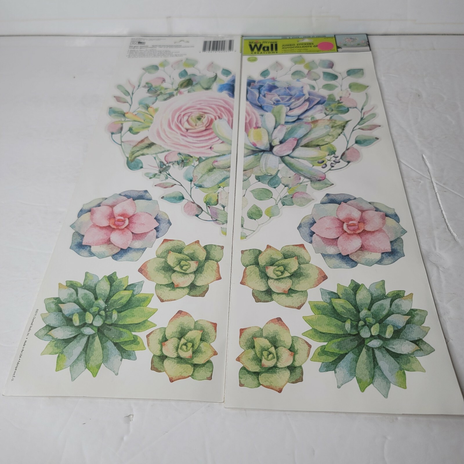 2 PKG NEW Succulent Floral Cactus Plants Peel & Stick Wall Decals 290269