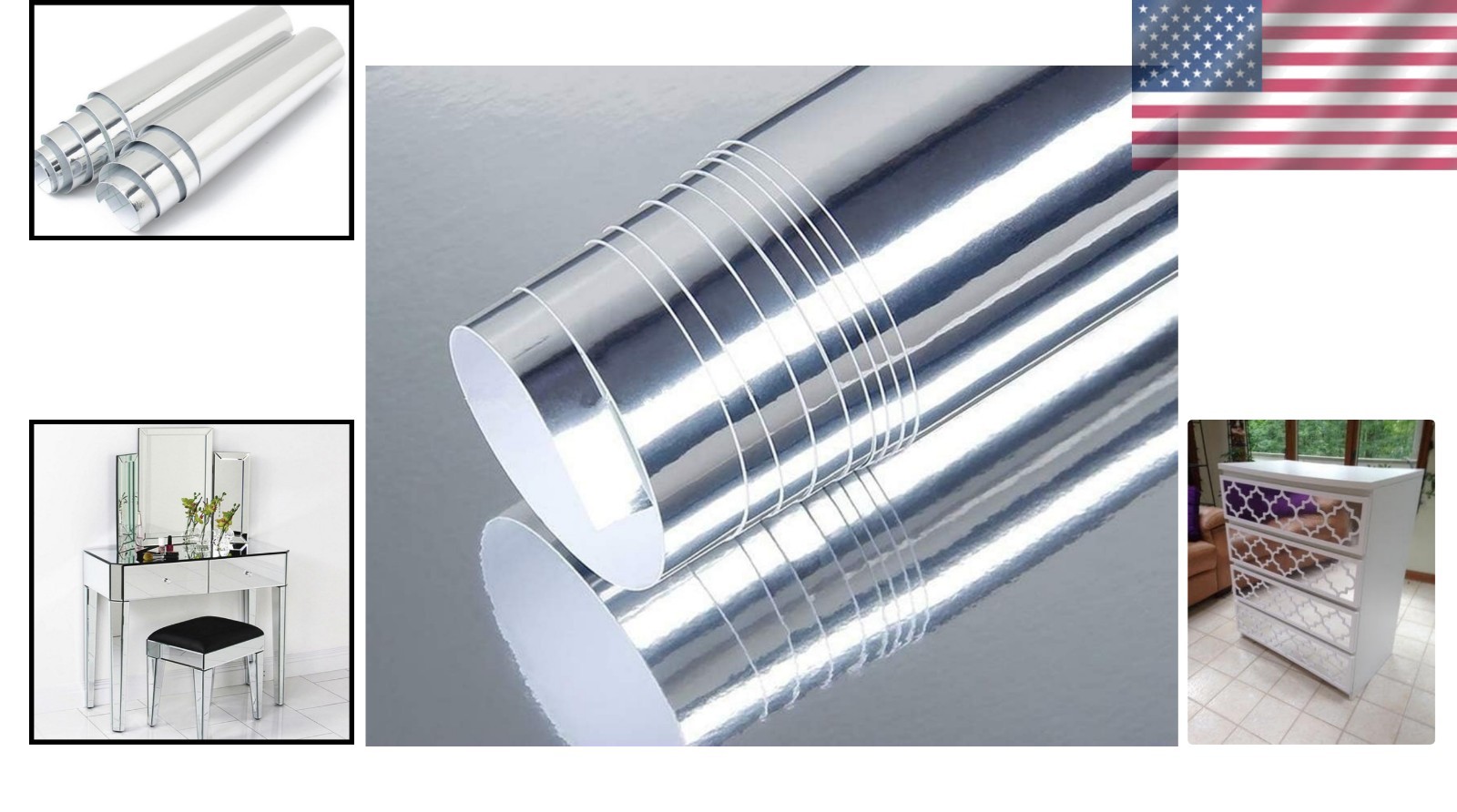 12"X78"Chrome Mirror Silver Vinyl Wrap Sticker Decal Film Sheet,Self-Adhesive