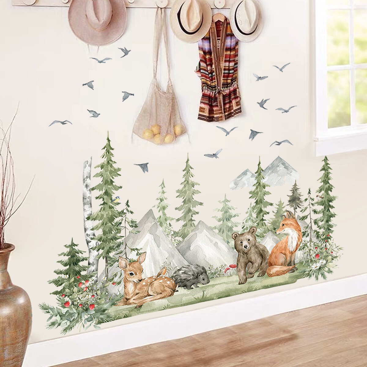 Nordic Forest Animals Wall Decals for Nursery, Kidsroom Wall Stickers Baby Room