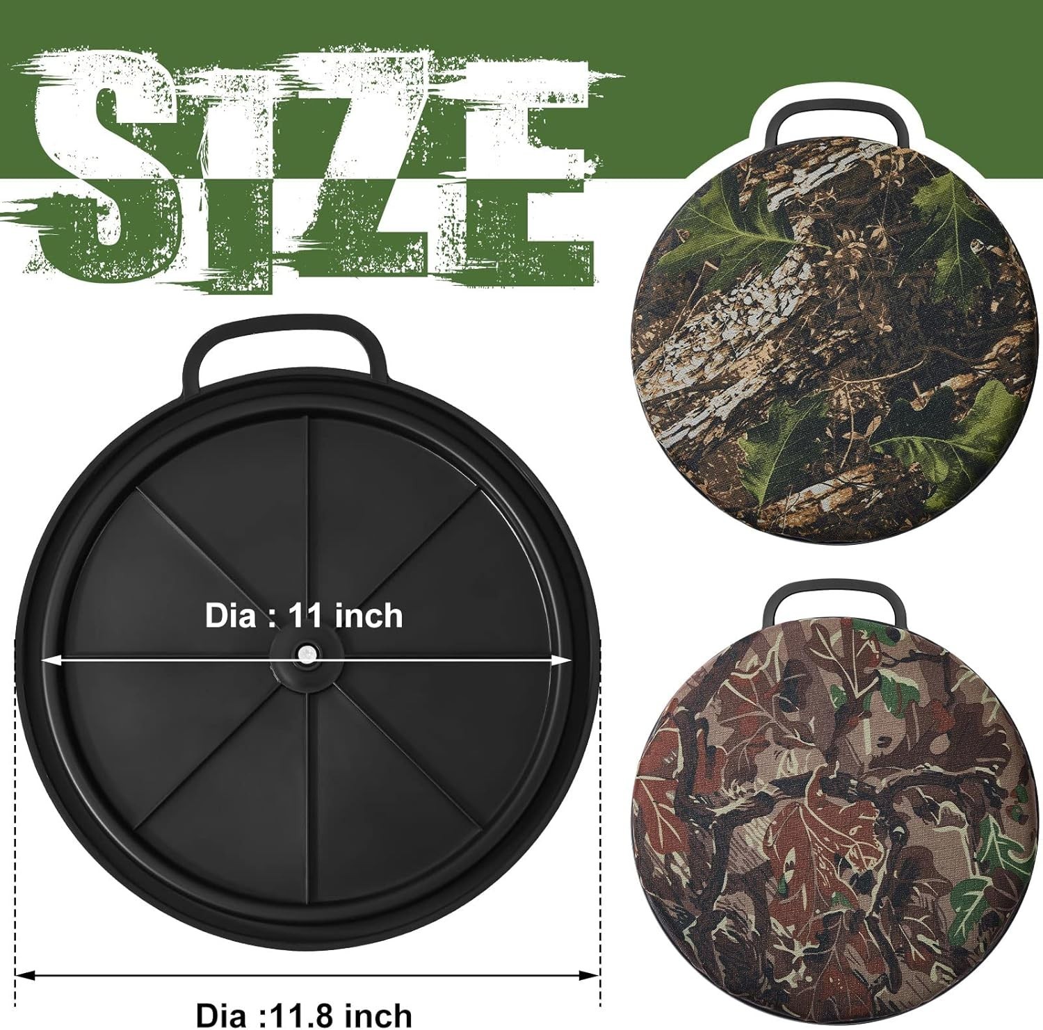 2 Pcs 5 Gallon Bucket Seats 360 Degree Swivel Bucket Seat Cushion Camouflage Ice