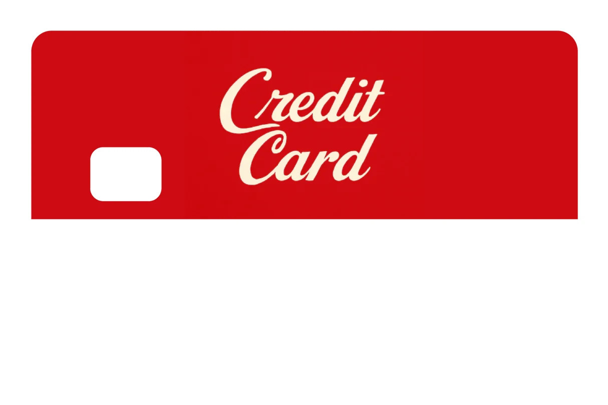 Classic Credit Card Red Retro Decal 4 Pack Script Font All Chip Cutouts