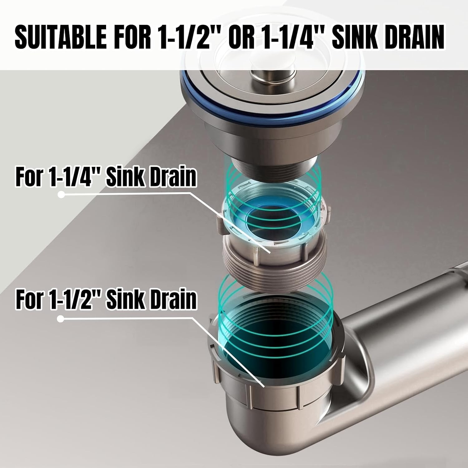 Expandable Flexible 1 1/2" or 1 1/4" Pipe kit for Double Kitchen Sink, All-In…