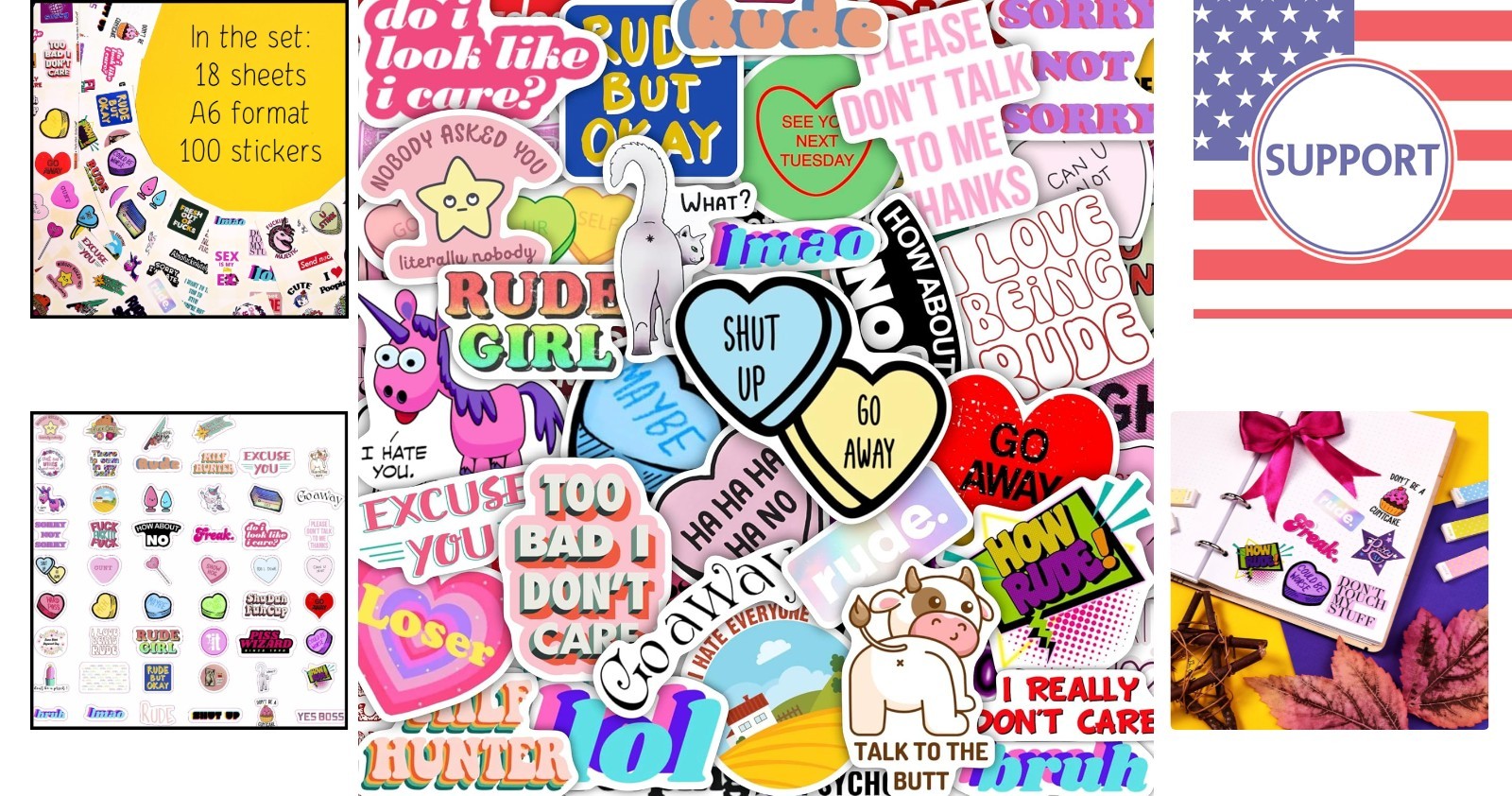 Crude Humor Sticker Set: 100 High-Quality Vinyl Stickers for Personalizing
