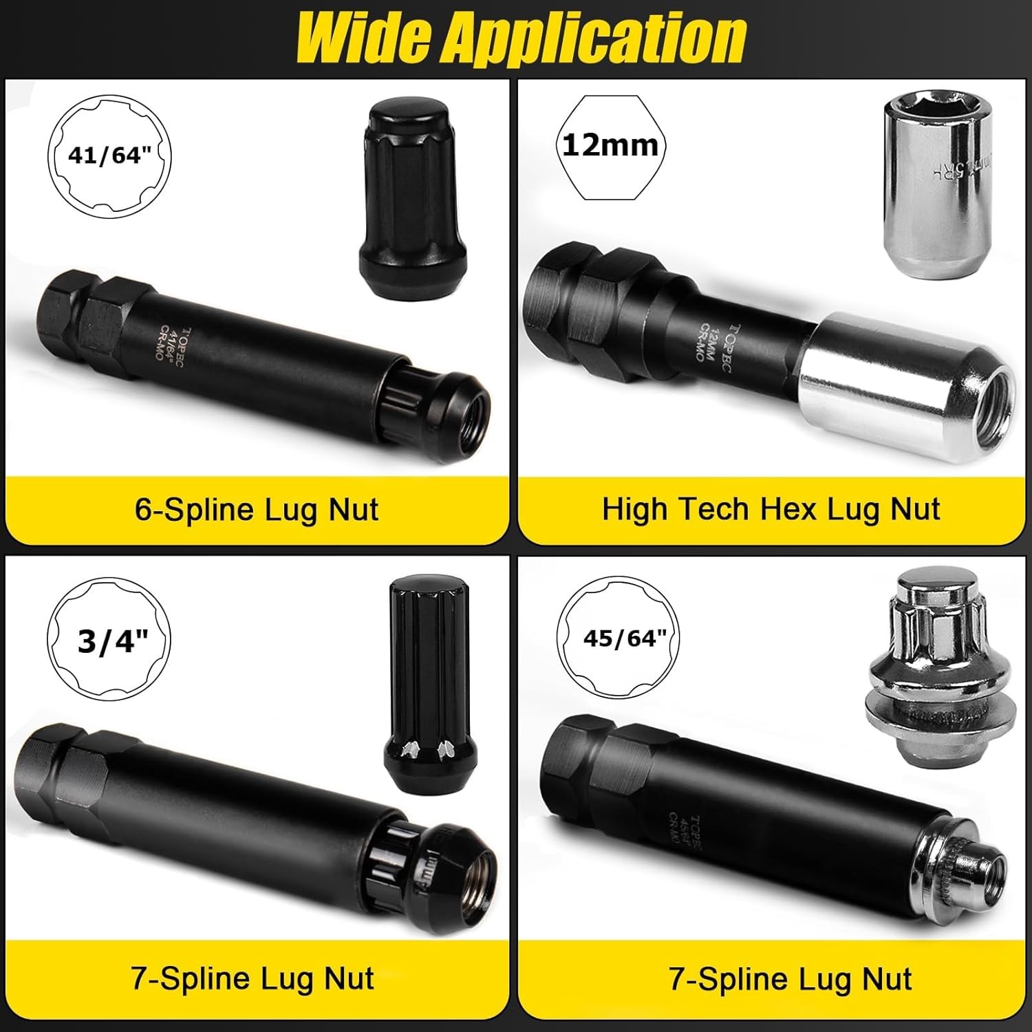 16-Piece Locking Lug Nut Master Key Set | 5, 6, 7, 12 Spline Socket Set, Star an