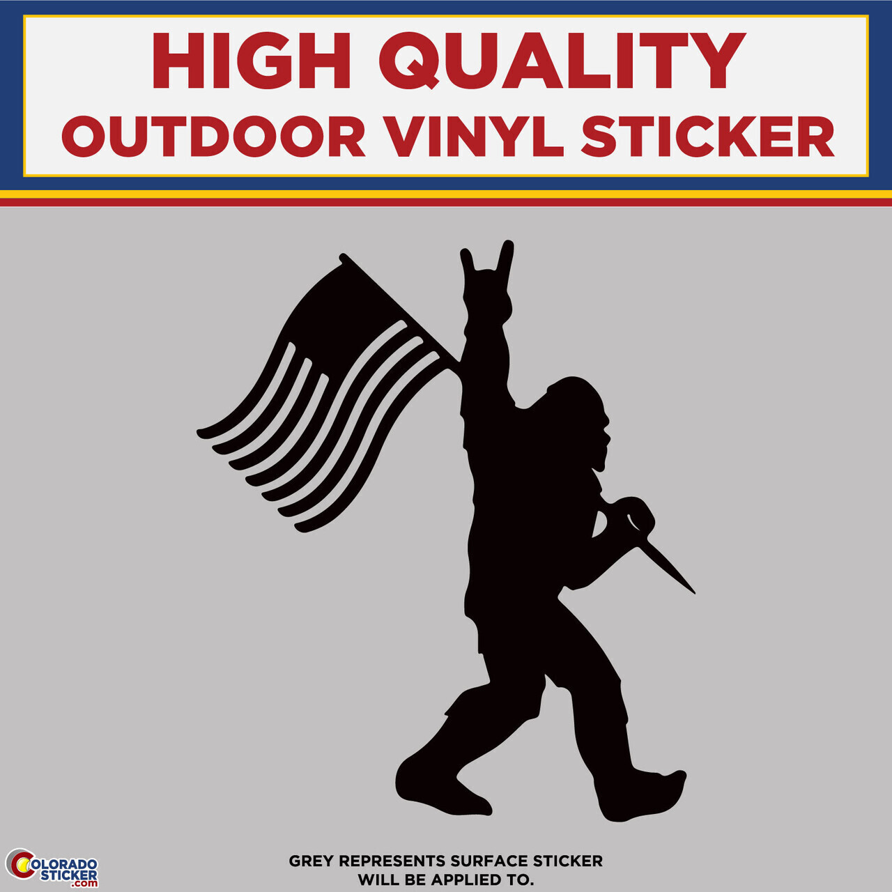 Big Foot with American Flag, Die Cut High Quality Vinyl Stickers