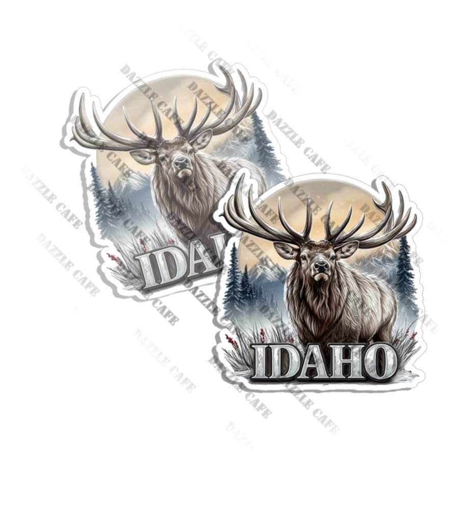Idaho State Buck Sticker Decal Vinyl Outdoors Wilderness Made in USA 2 PACK