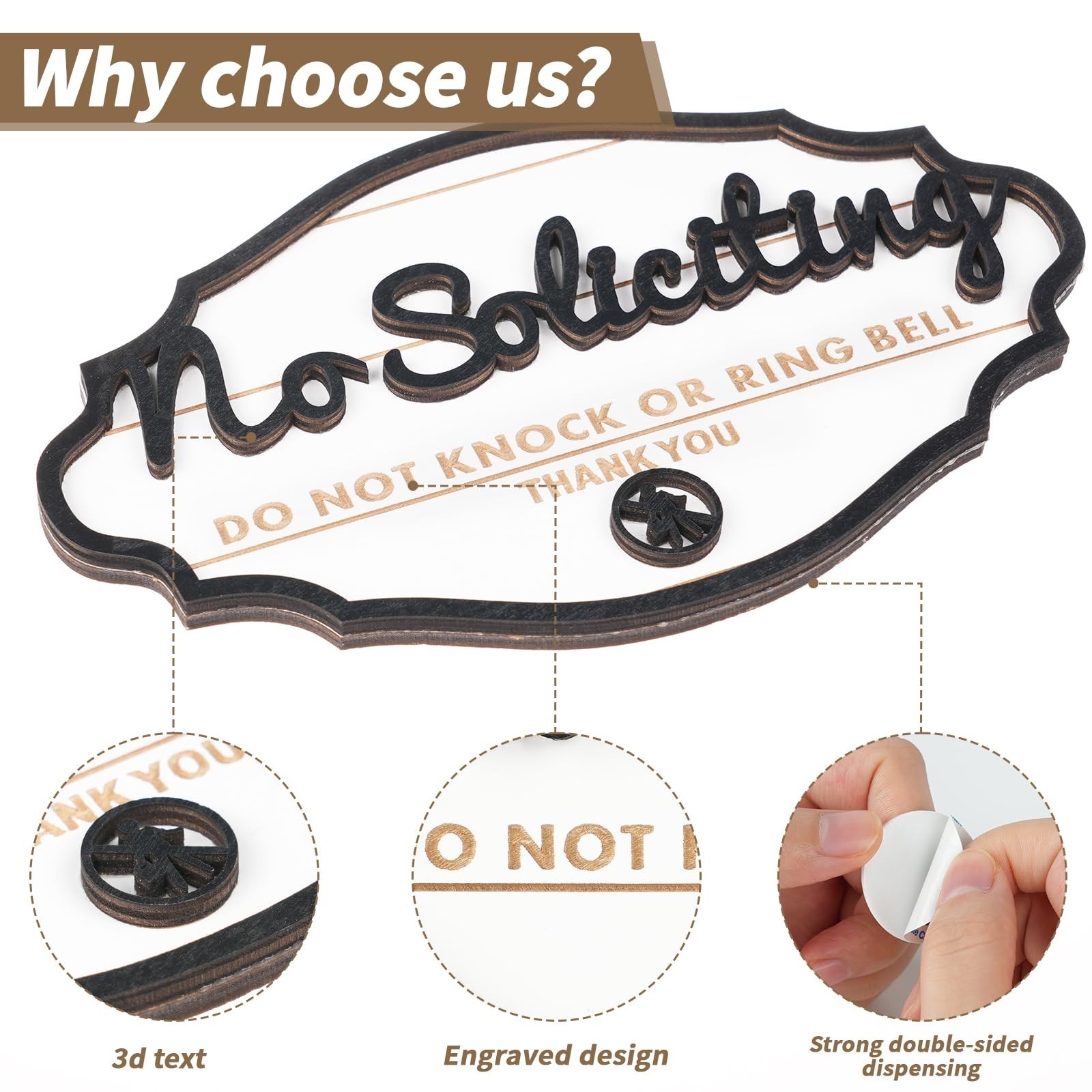 3 Pack No Soliciting Sign for House Door, 3 Colors, Outdoor Commercial Signag…