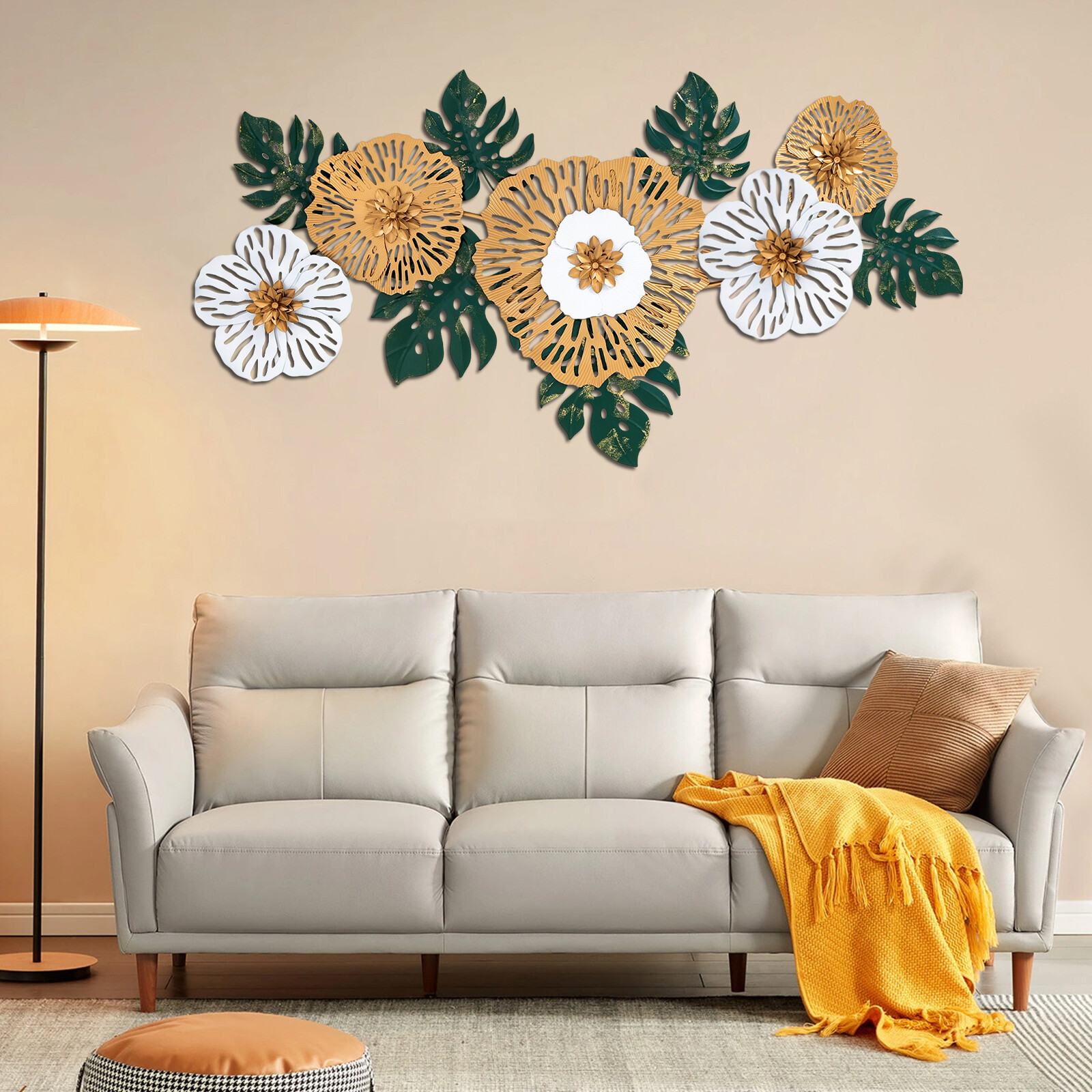 3d Flower-shaped Wall Decoration For Sofa Background Iron Hanging Decoration