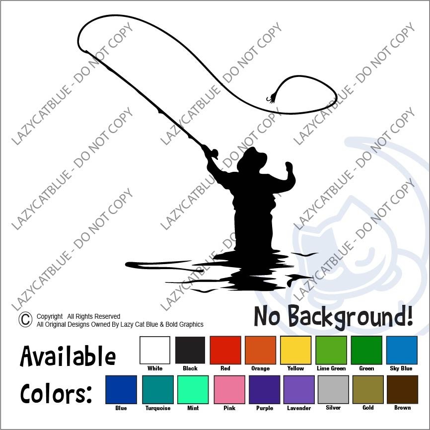 Fly Fishing Decal Sticker Fish Outdoors Fisherman Pole Vacation Travel Life Lake