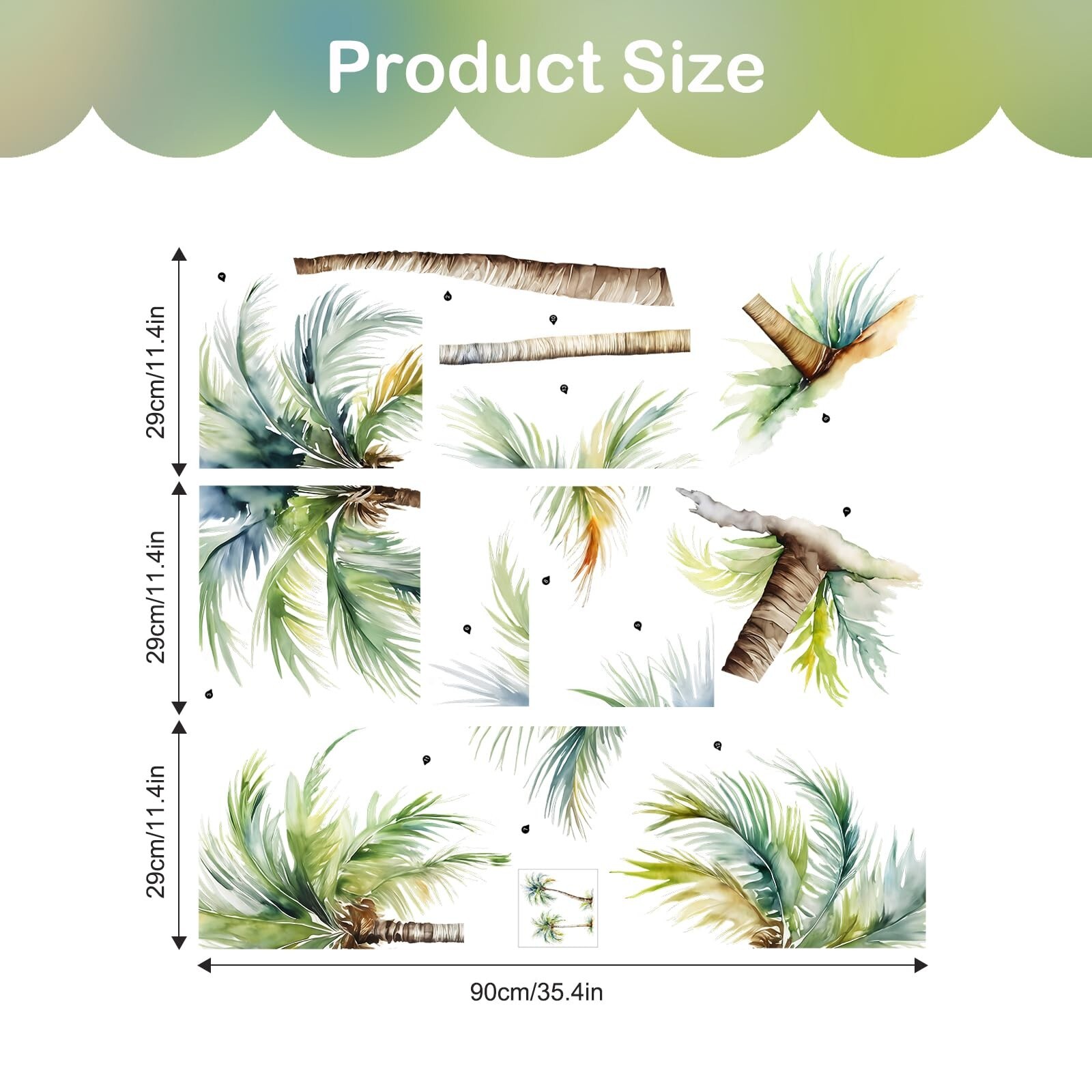 Tanlaby Large Palm Tree Wall Stickers Tropical Plants Wall Decals Watercolor …