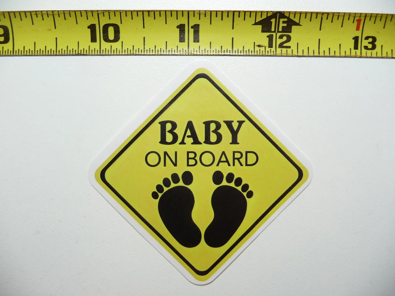 BABY ON BOARD FEET SMALL STICKER DECAL SIGN WARNING NOTICE JOKE PRANK GAG