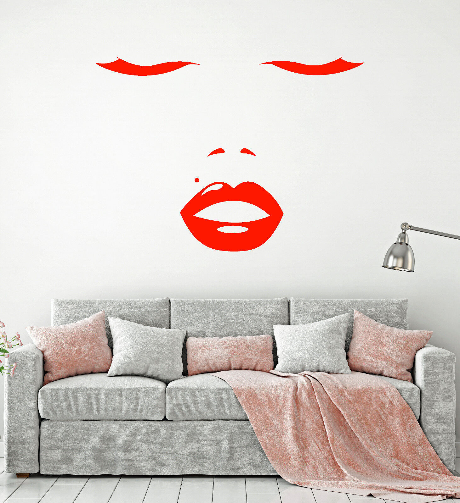 Vinyl Wall Decal Beautiful Girl Face Sexy Lips Makeup Artist Stickers (1596ig)