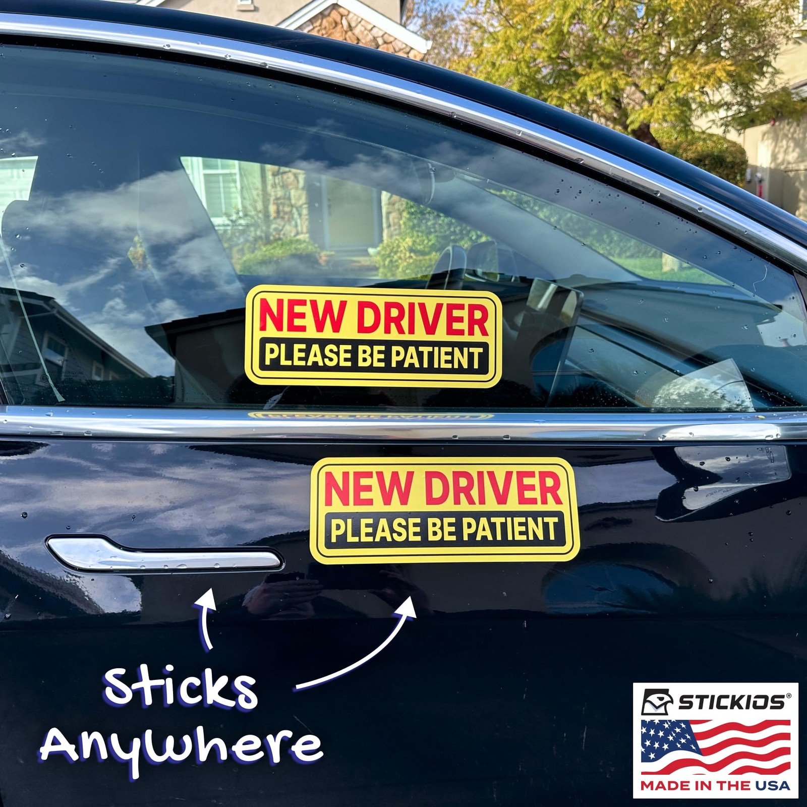 New Driver Sticker Non Magnetic Vinyl Removable 10.75in x 4in 2Pcs Car Window