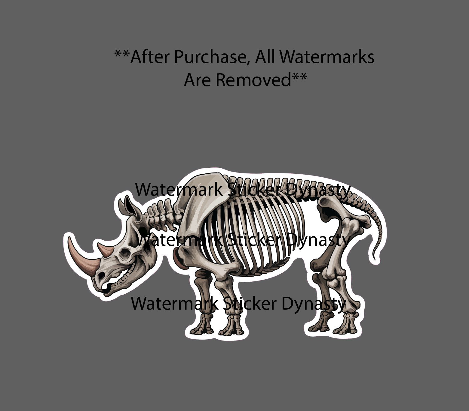 Rhino Skeleton Sticker Waterproof Decal Bones Animal Wildlife Nature Gift NEW