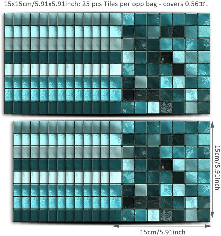 25Pcs Peel and Stick Backsplash Wall Tile for Kitchen Bathroom Laundry Room, …