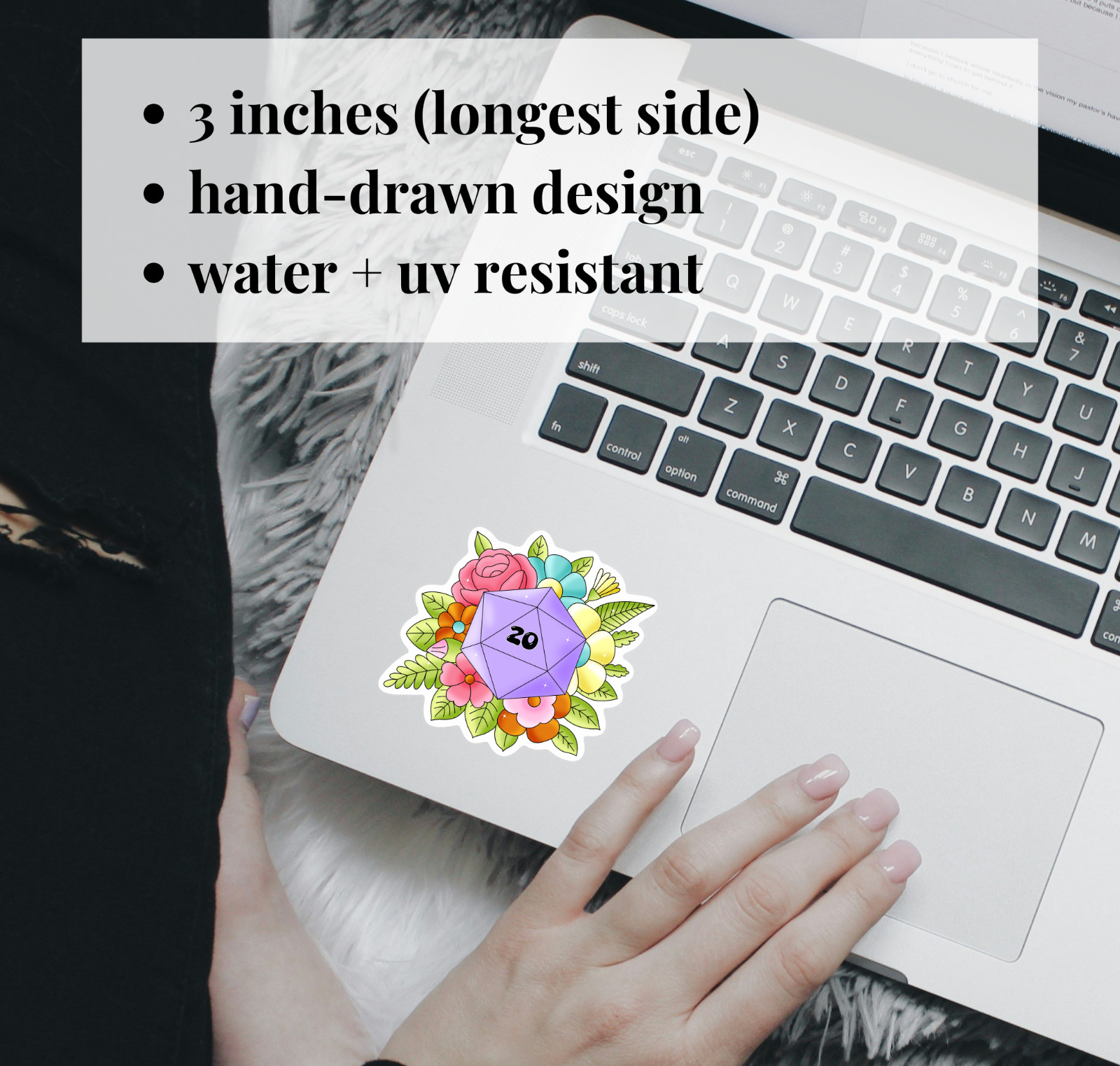 D20 Floral Dice Vinyl Sticker | DND RPG Tabletop Flower Dice Decal