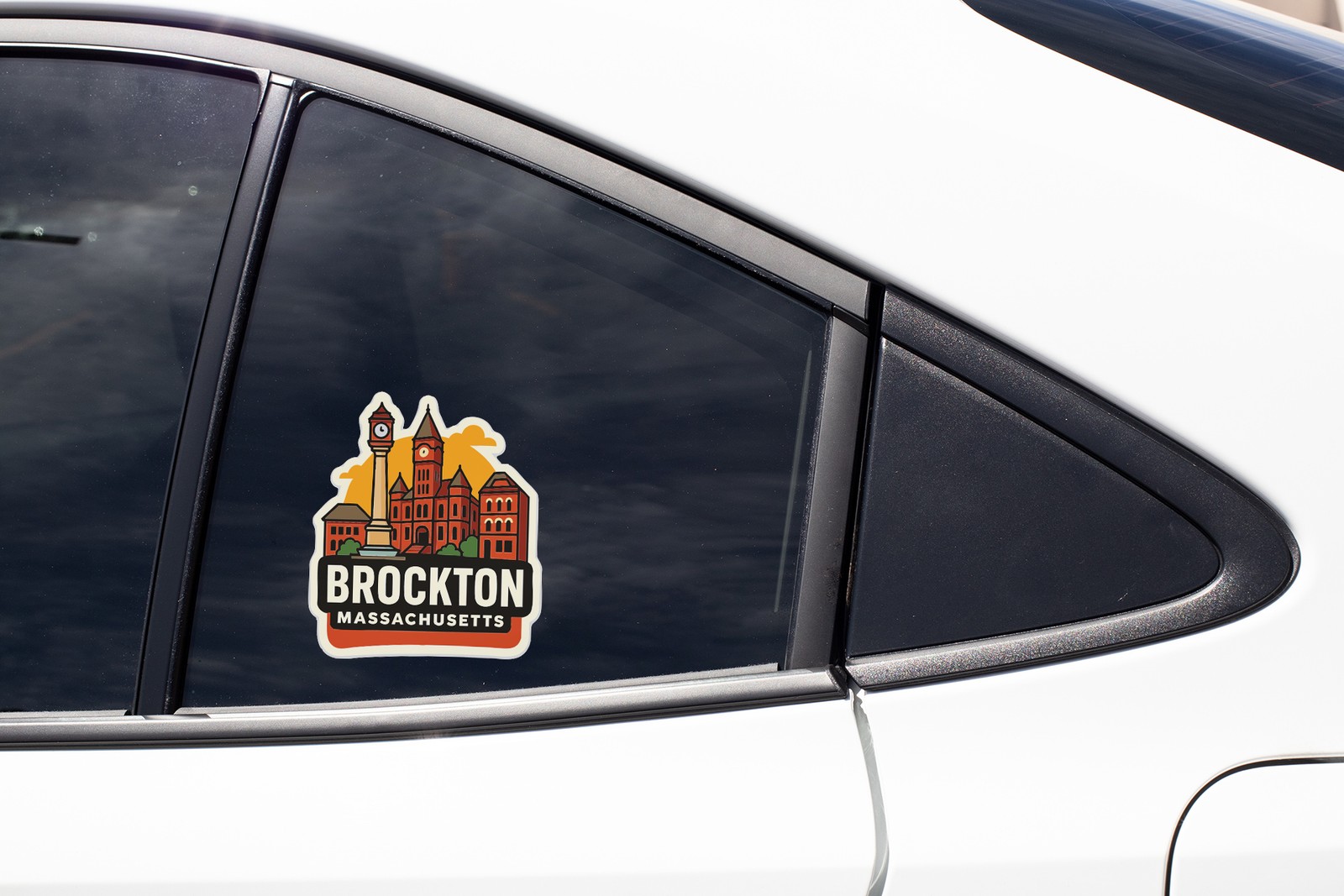Brockton Massachusetts Sticker Decal Vinyl Die-Cut City Skyline Landmark Design