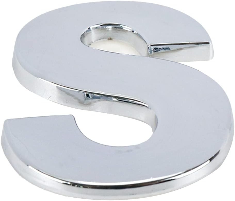 3D Chrome Car Emblem Letter S – Easy Install Zinc Alloy Badge for Customization