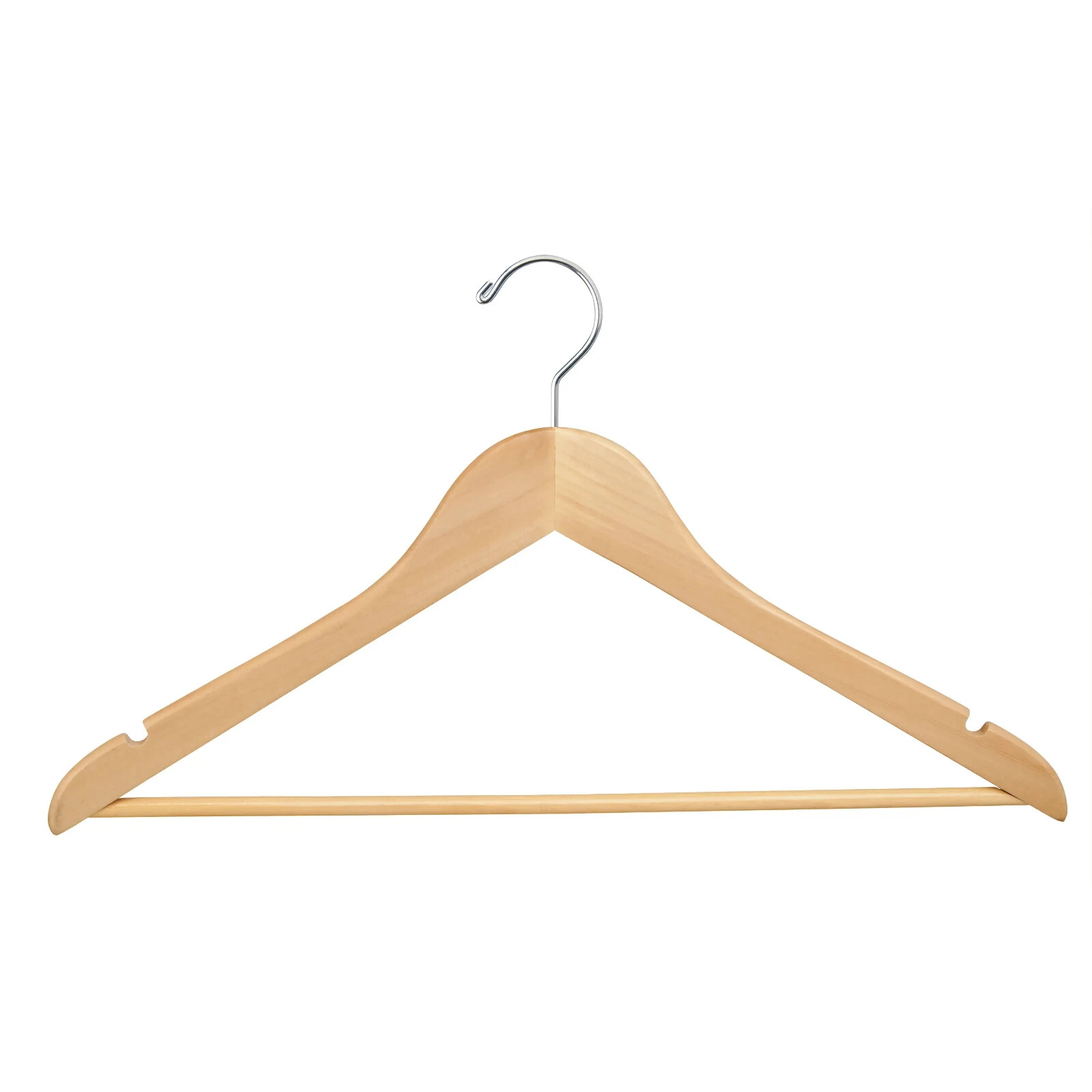 17" Long Wooden Wishbone Hanger Pants Bar Natural Metal WH1731BNC (Pack of 100)