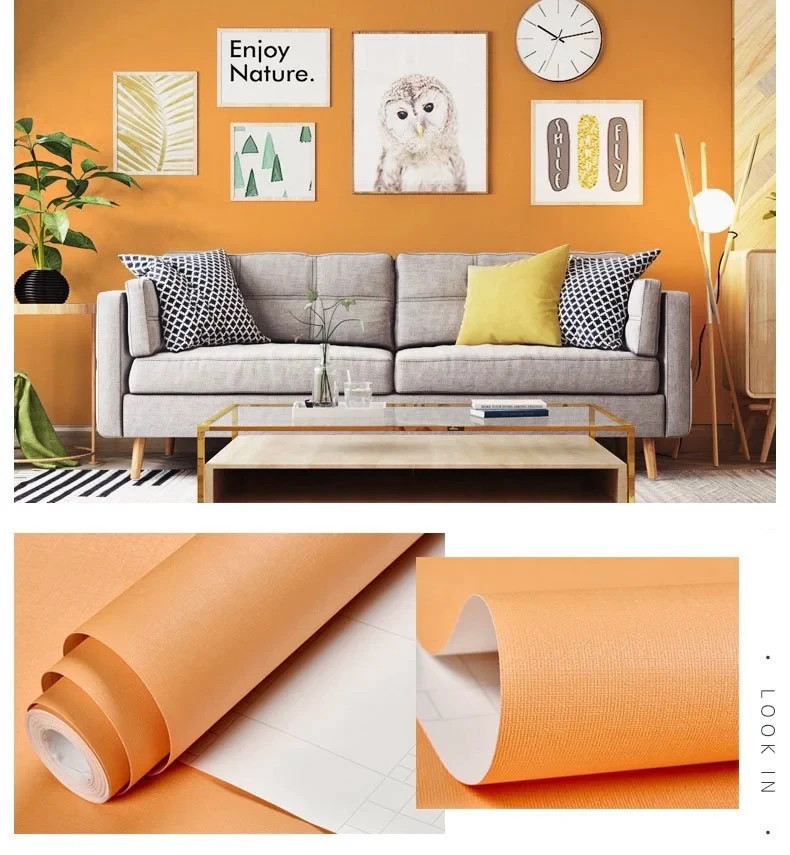 Macaron Thick Self-adhesive Wallpaper Solid Color Vinyl PVC Sticker Waterproof