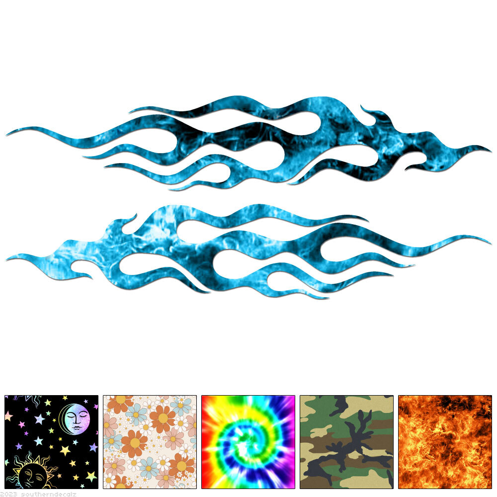 Pair Flames Fire – Decal Sticker – Multiple Patterns & Sizes – ebn7292