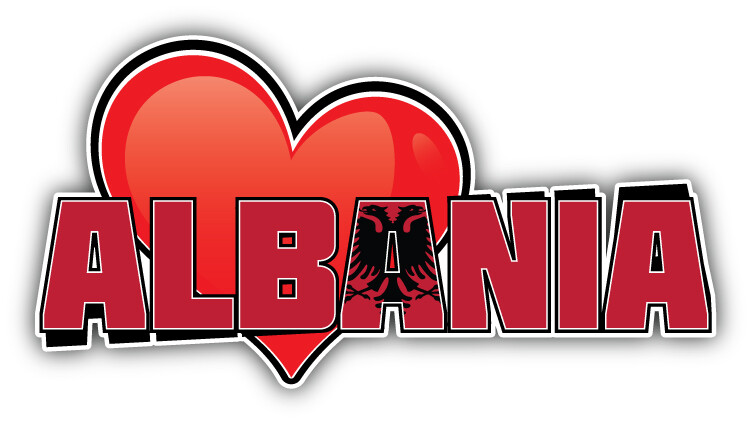 Albania Art Heart Flag Travel Slogan Car Bumper Sticker Decal