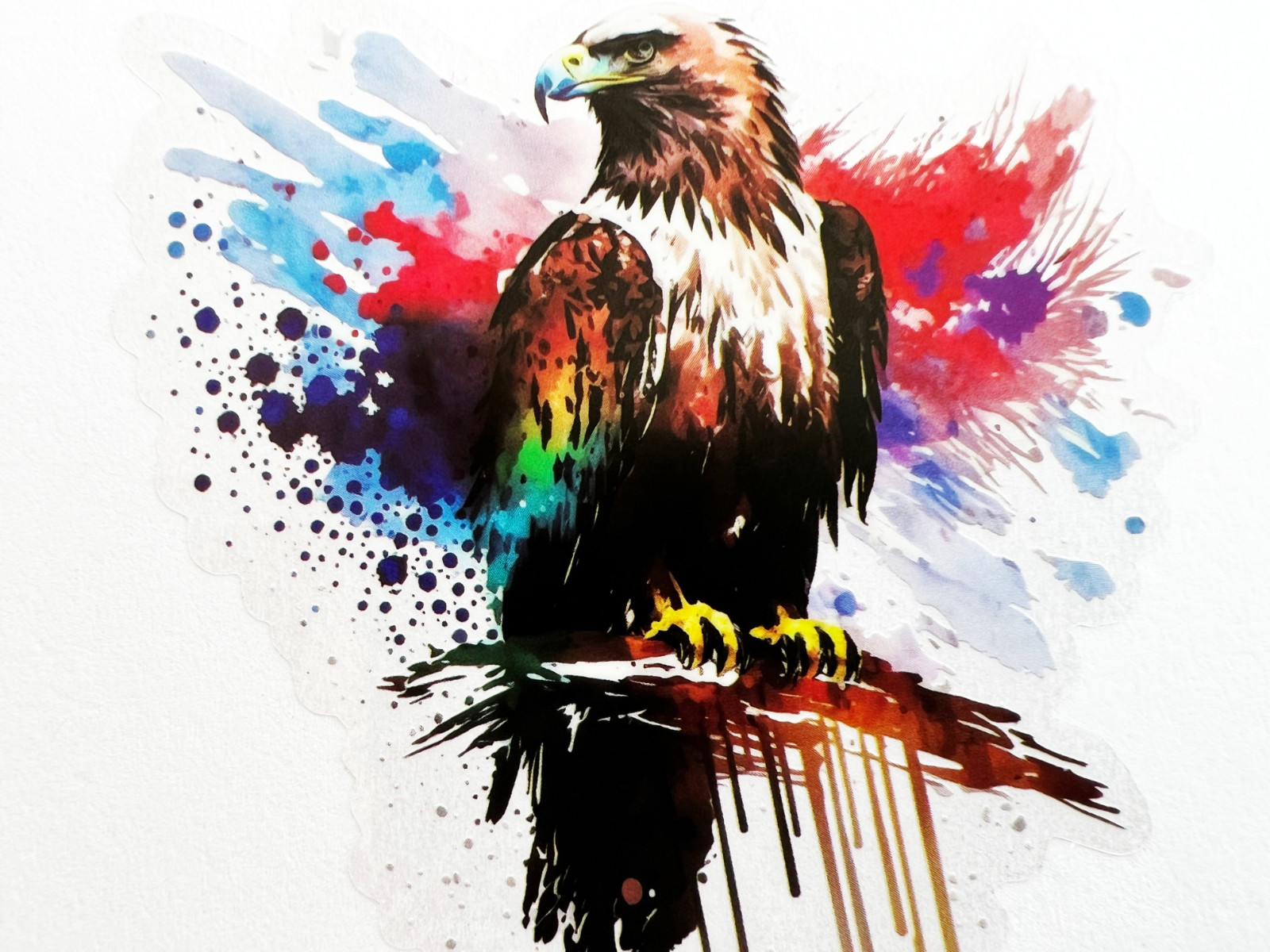 2x Colorful Eagle Hawk 3in Transparent Stickers American Flag Phone Laptop Book