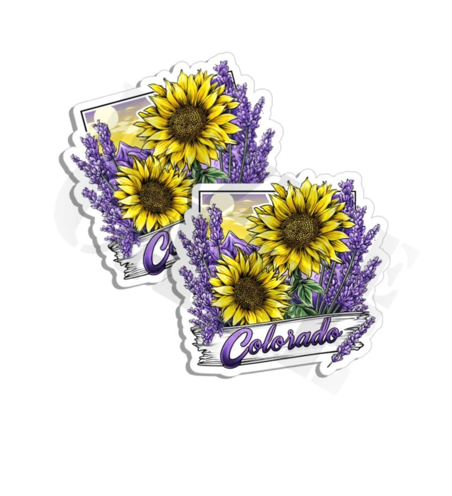 Colorado Sticker Sunflower Lavender Gardening decal 2 PACK Made in USA