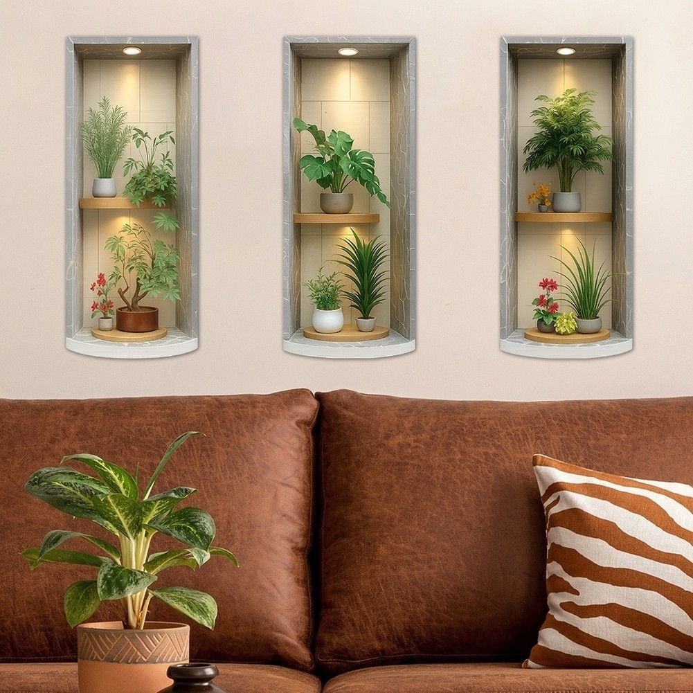 Simulated Plants PVC Wall Stickers Removable Modern Decor for Living Room Use