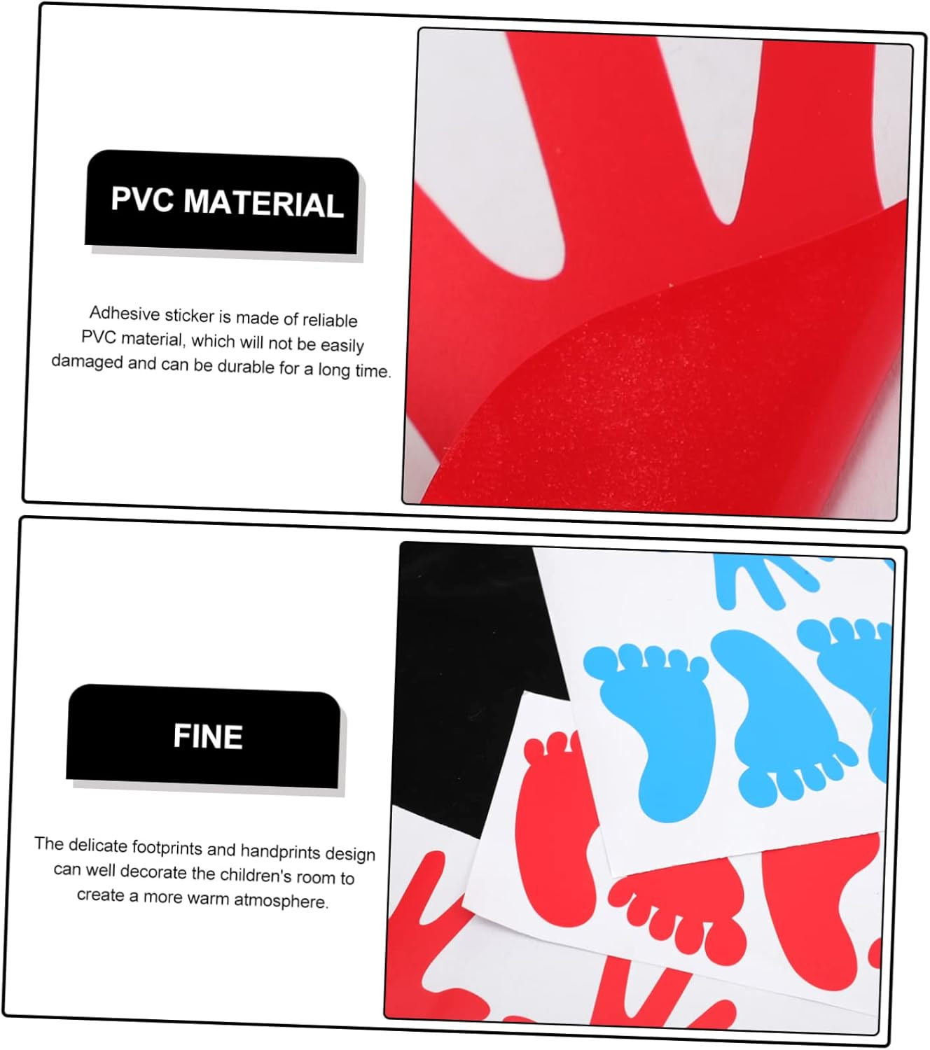 40-Piece Footprint & Handprint Sticker Set, Removable Floor Decals for Interacti