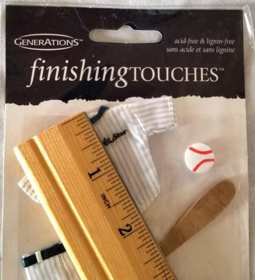 Baseball Scrapbook Cloth Uniform Cardboard Mitt Ball Bat Finishing Touches NIP