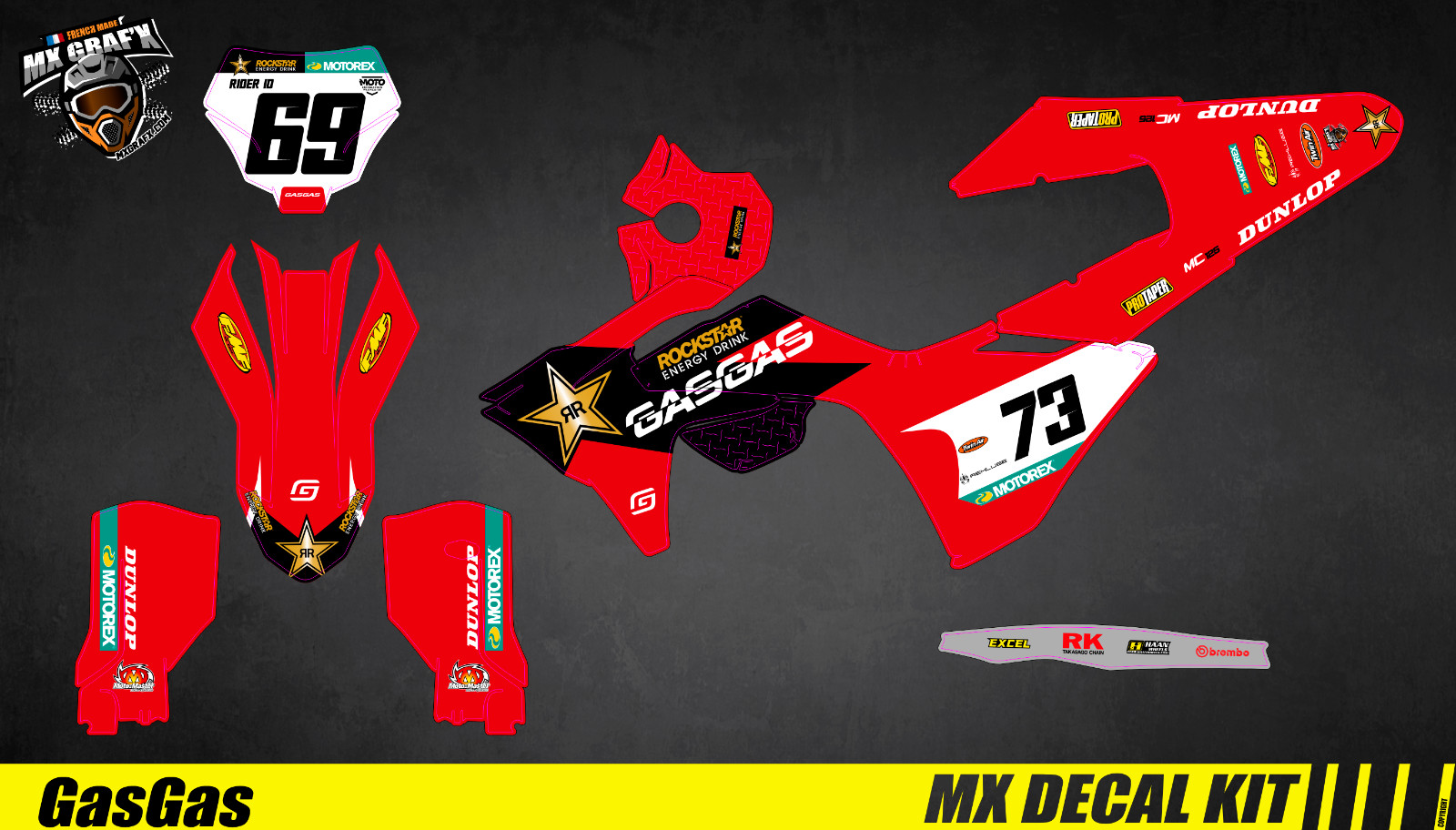 Kit Deco Motorcycle for / MX Decal Kit For Gas – Rockstar