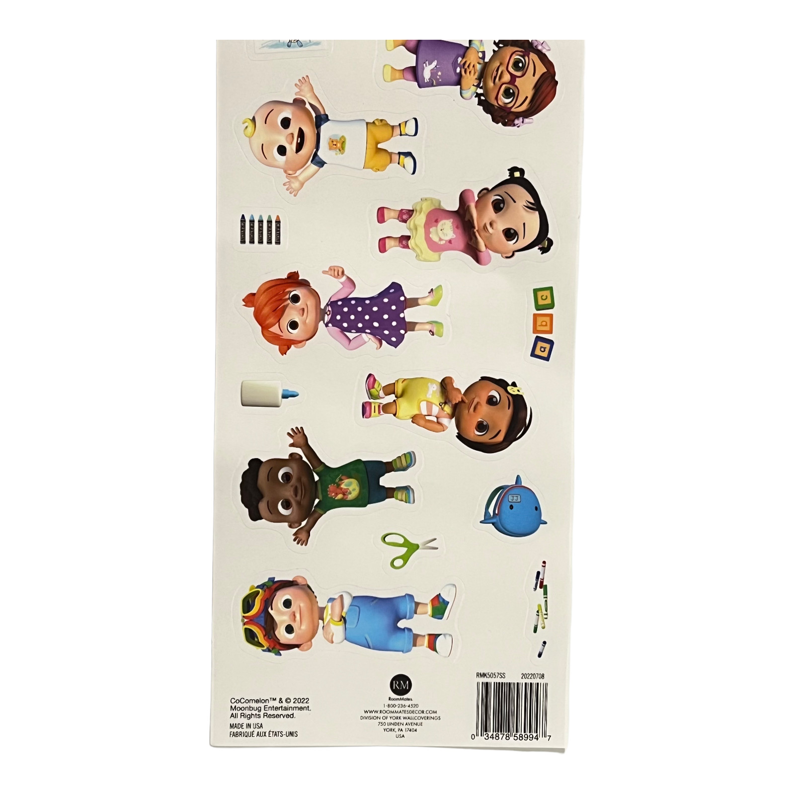 Cocomelon 16 Wall Decals Removable Moonbug JJ TomTom Yoyo Cody 3-4" Tall