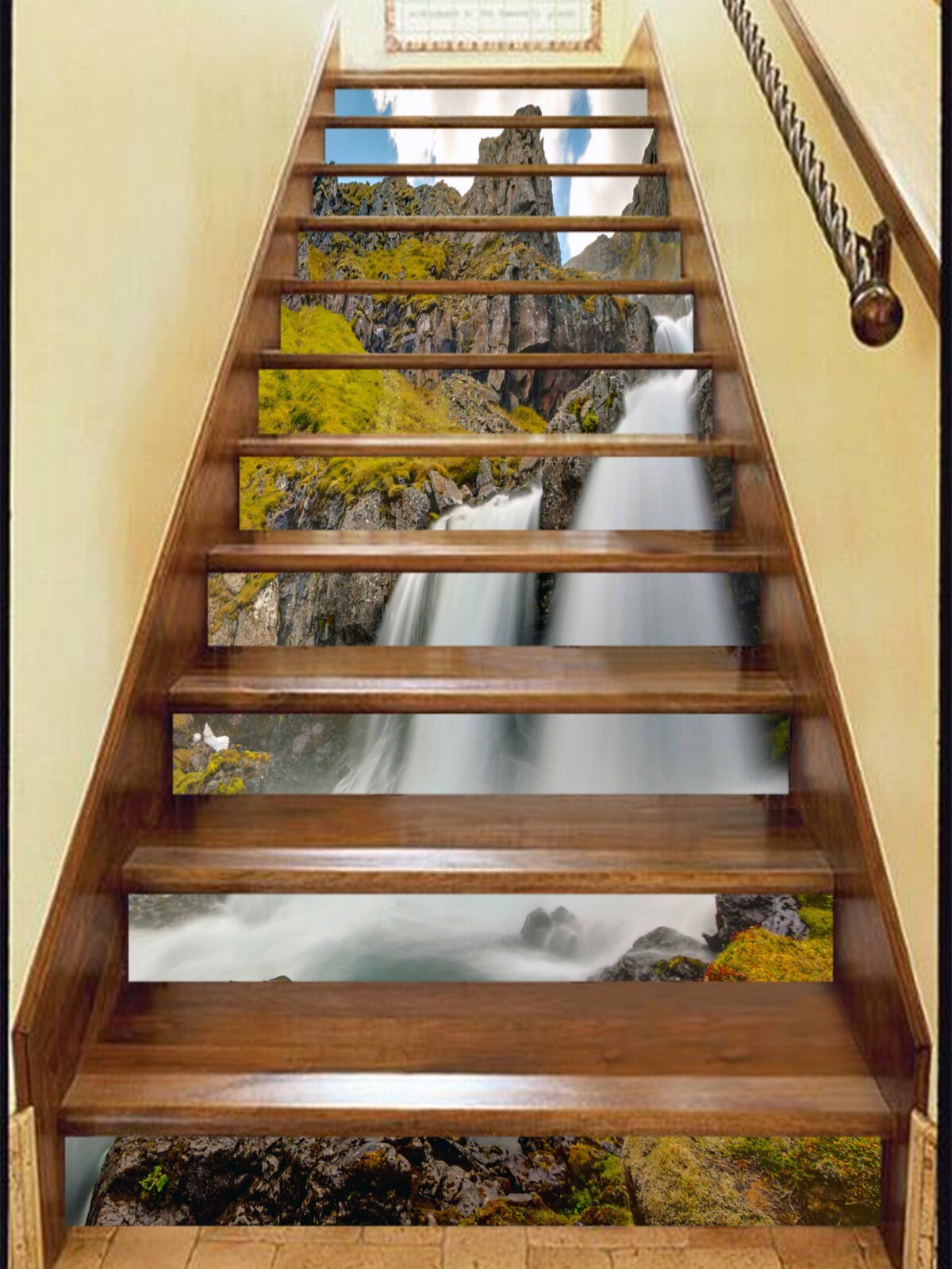 3D Mountain Waterfall AZ1355 Stair Risers Decoration Mural Vinyl Wallpaper Kay