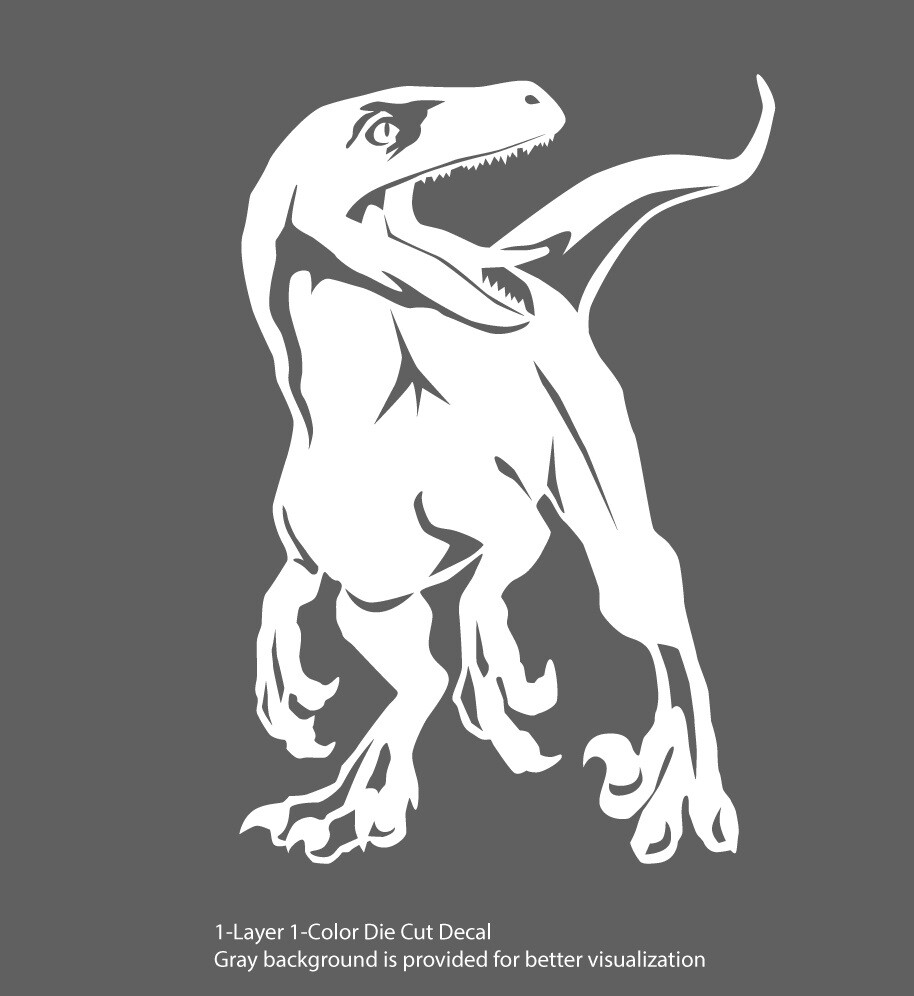 Dinosaur – Roaring Velociraptor #1 – Jurassic Period – 4-21" wide – DieCut Decal