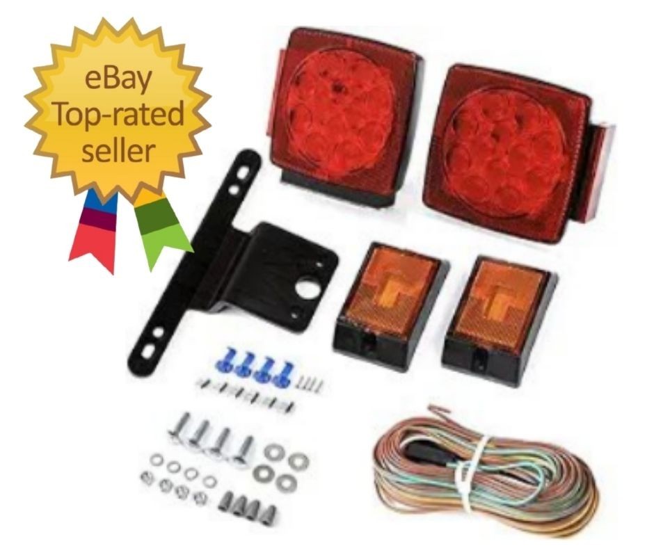12V Submersible LED Trailer Tail Light Kit for under 80 Inch Boat Utility