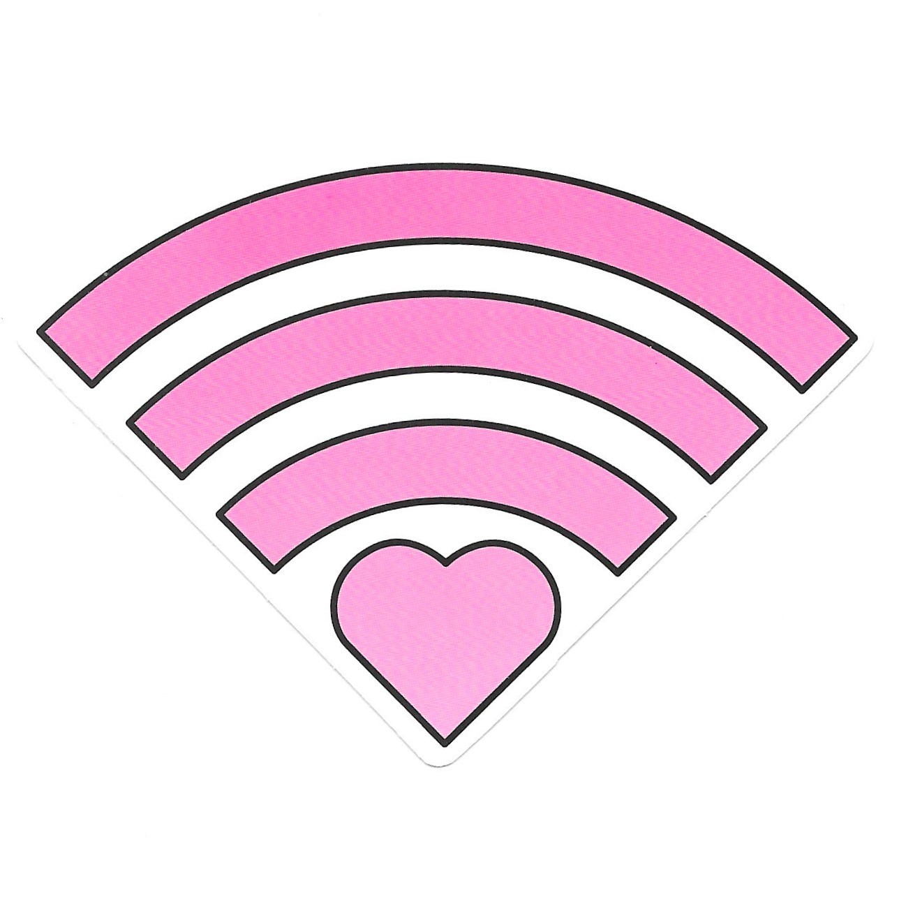 Pink WiFi Heart Vinyl Sticker Minimalist Internet Love Tech Aesthetic Decal