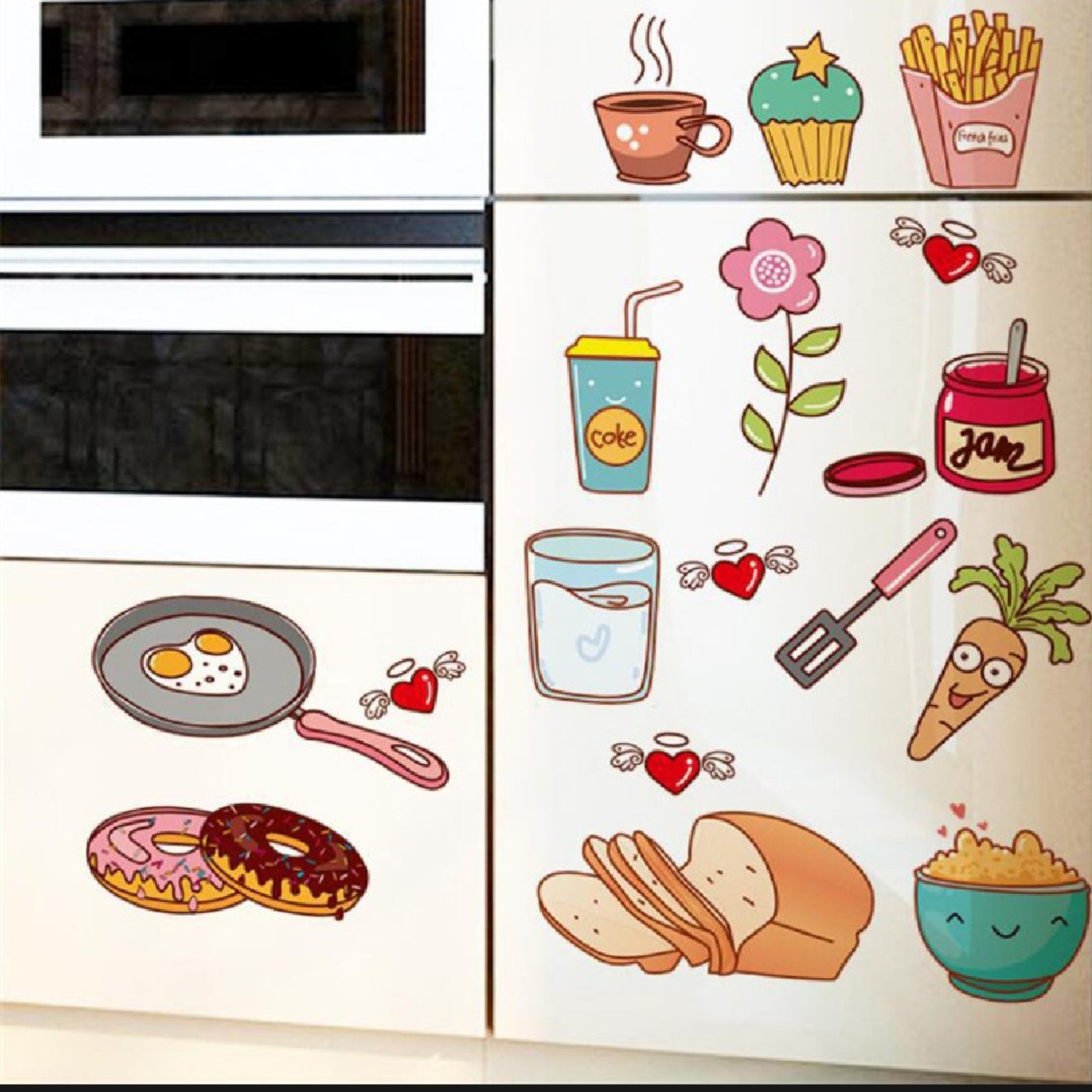 Cartoon Kitchen Refrigerator Door Stickers Decorative Stickers Food Fruit Remova