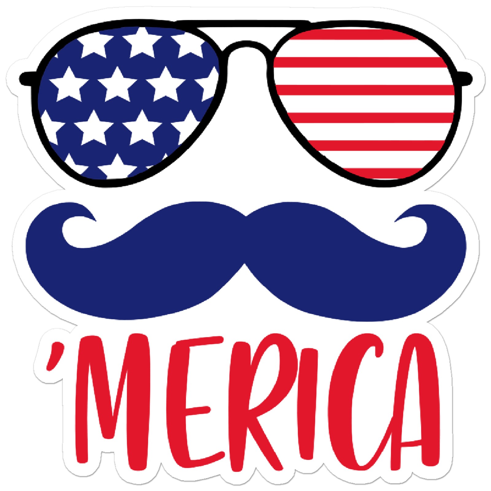 'Merica Mustache Glasses – Vinyl Decal Sticker – Car Window Laptop – ebn9921