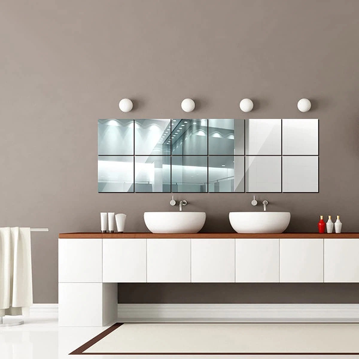10 Pieces Flexible Mirror Sheets, Self Adhesive Decorative Plastic Mirror Tiles